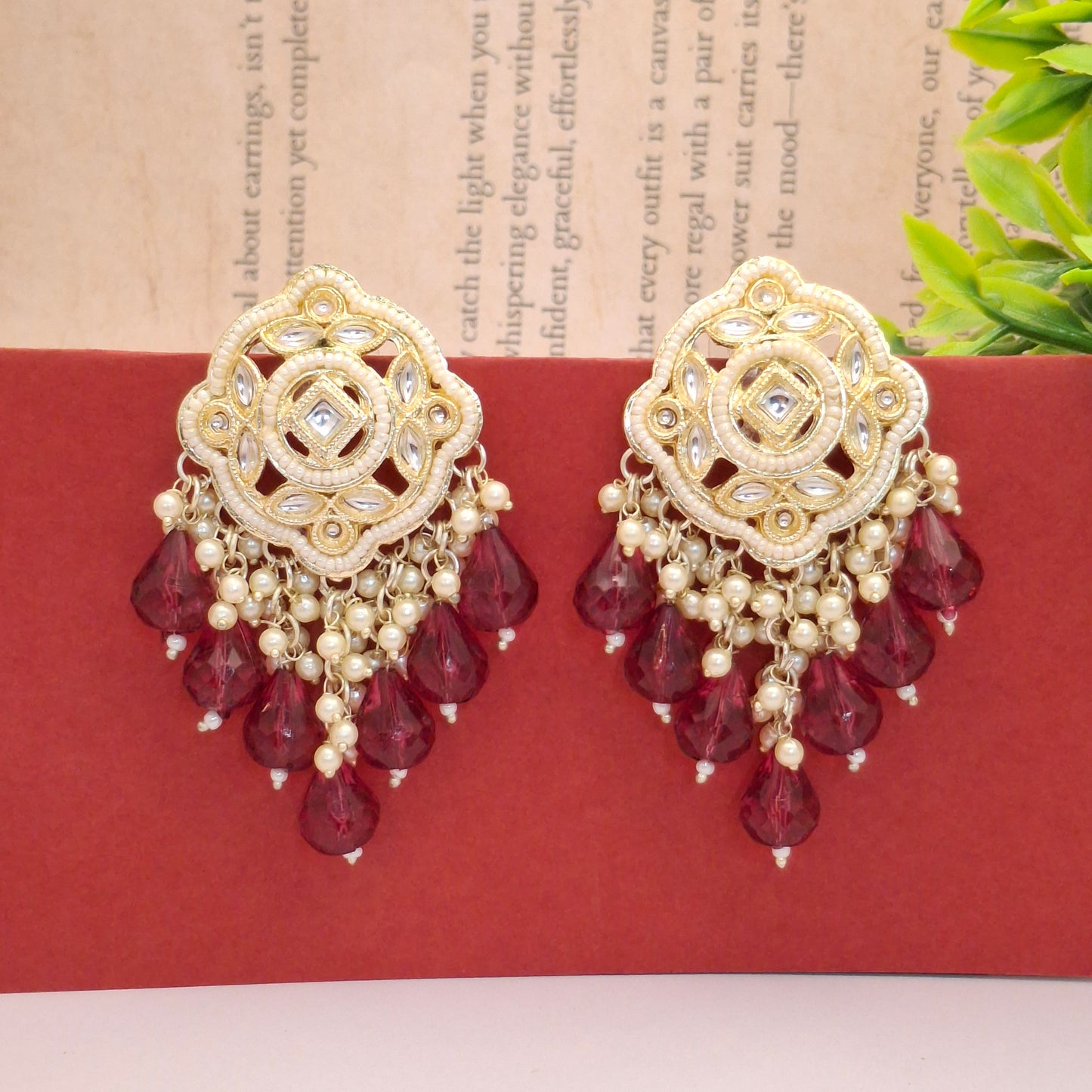 (Pack of 12) Kundan Chandbali Earrings