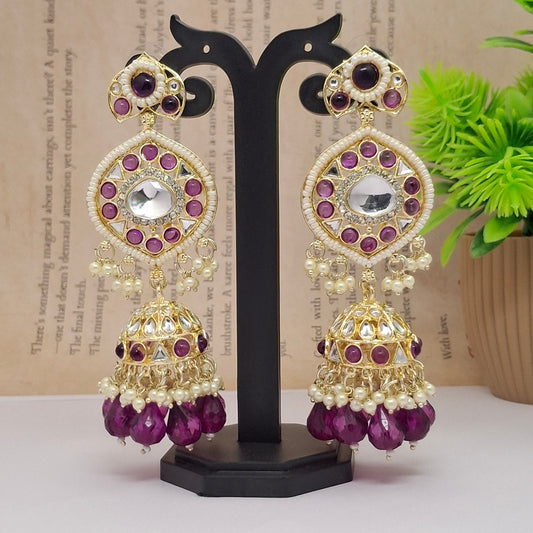 (Pack of 3) Kundan Jhumka Earrings