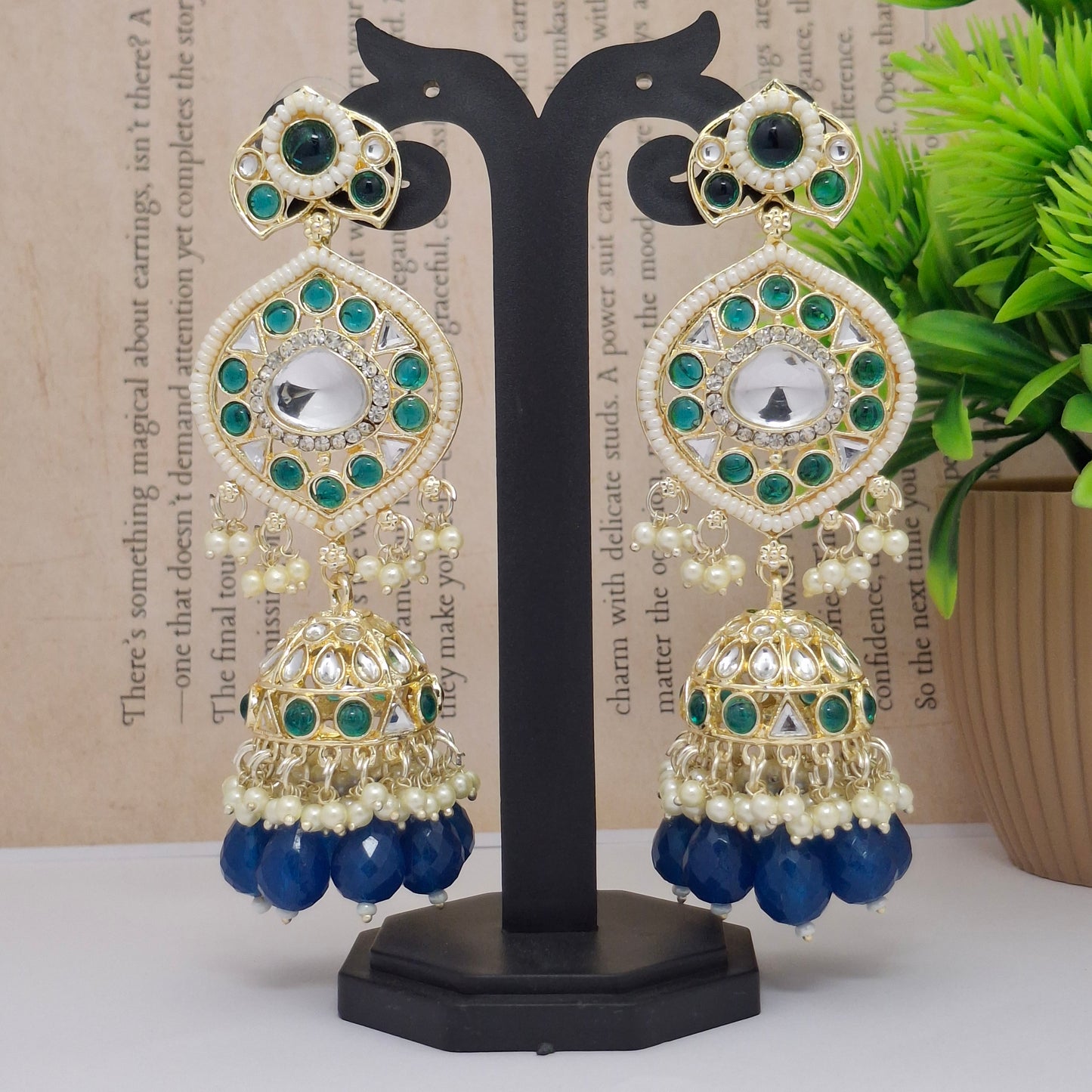 (Pack of 3) Kundan Jhumka Earrings