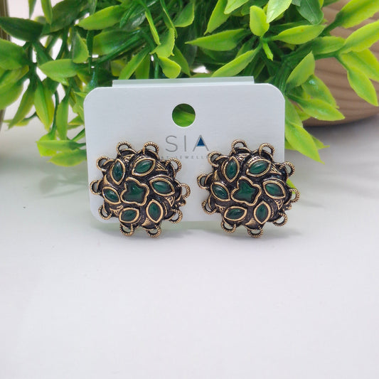 (Pack of 6) Big Oxidized Copper Studs