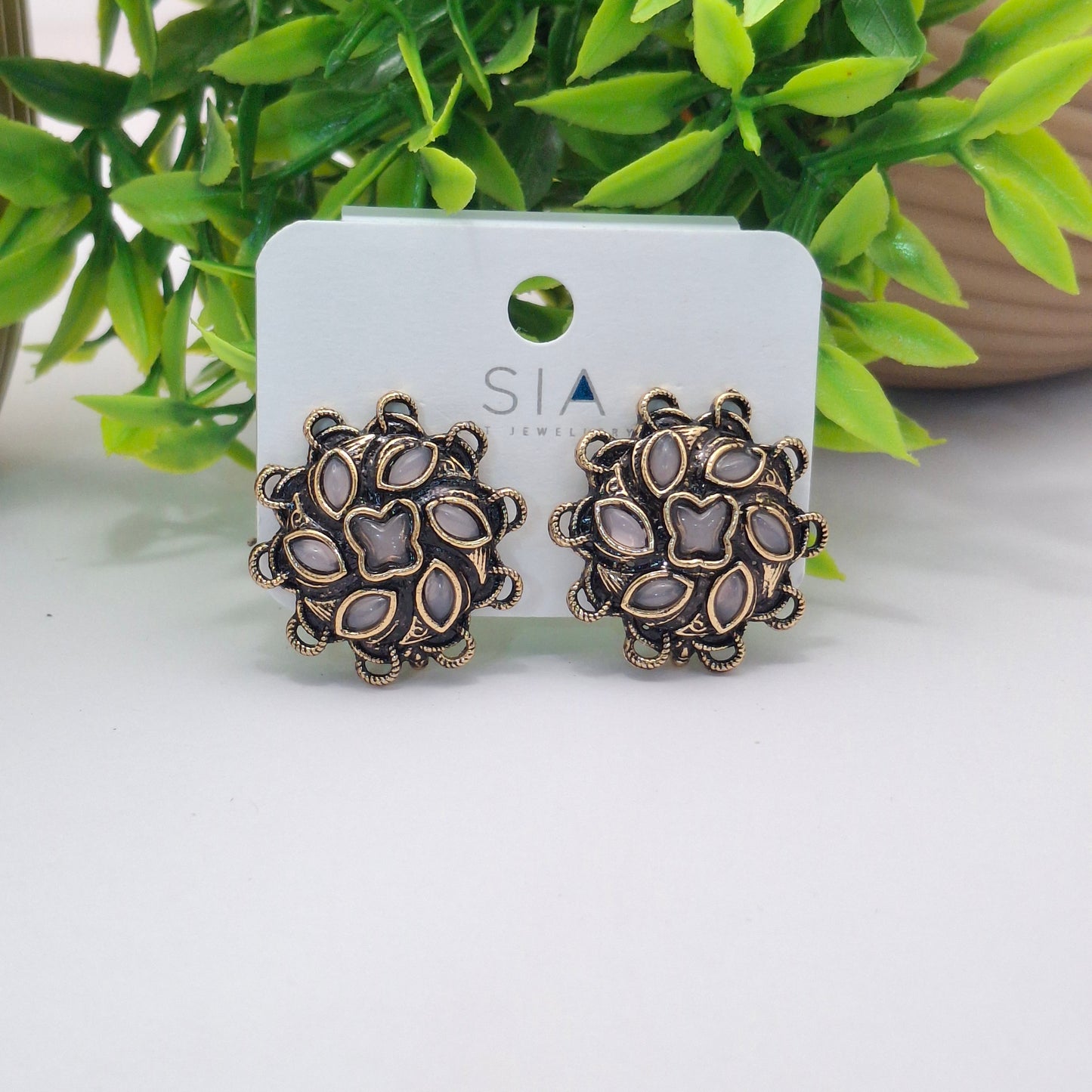 (Pack of 6) Big Oxidized Copper Studs