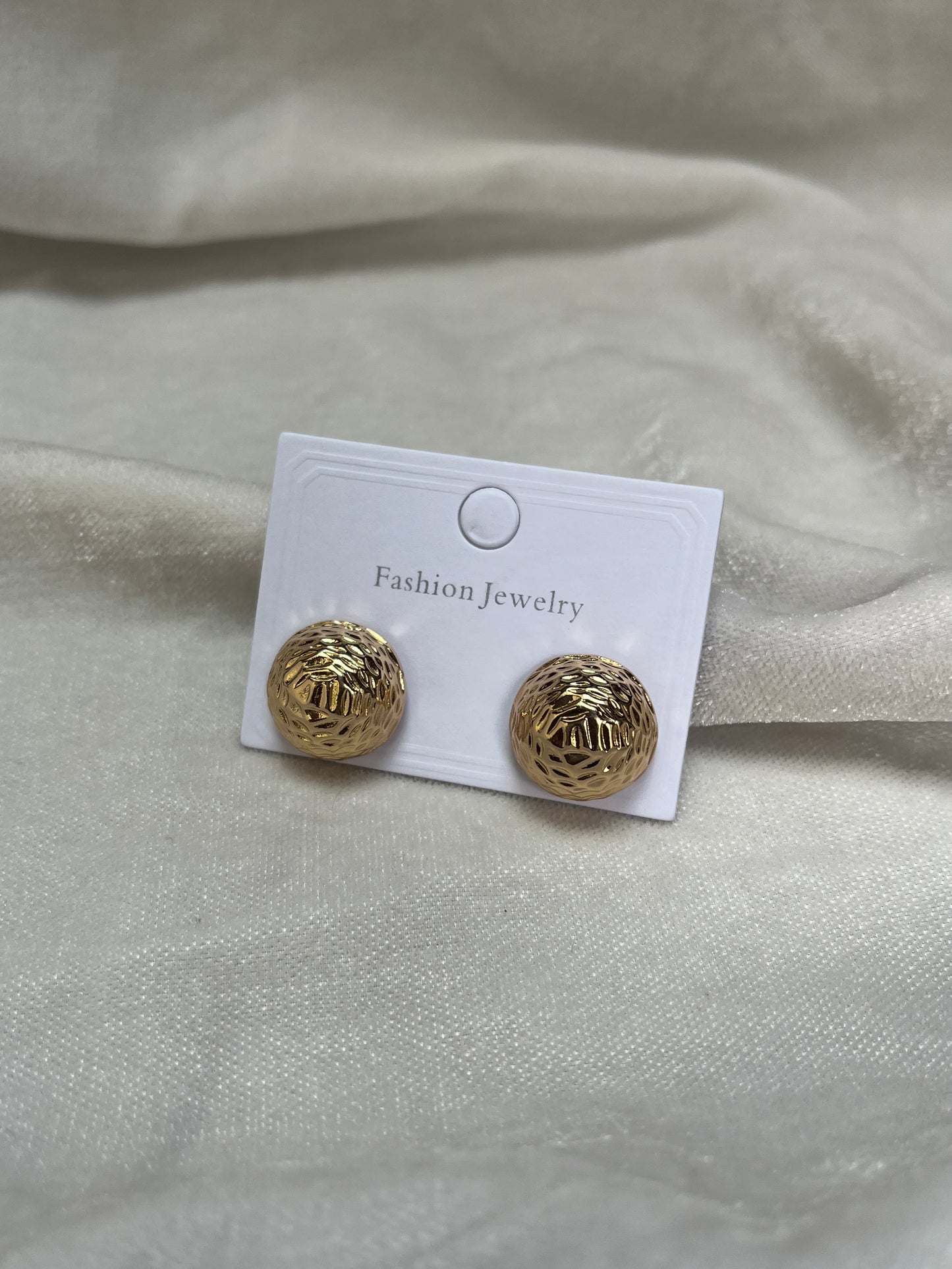 Gold Textured Stud Earrings