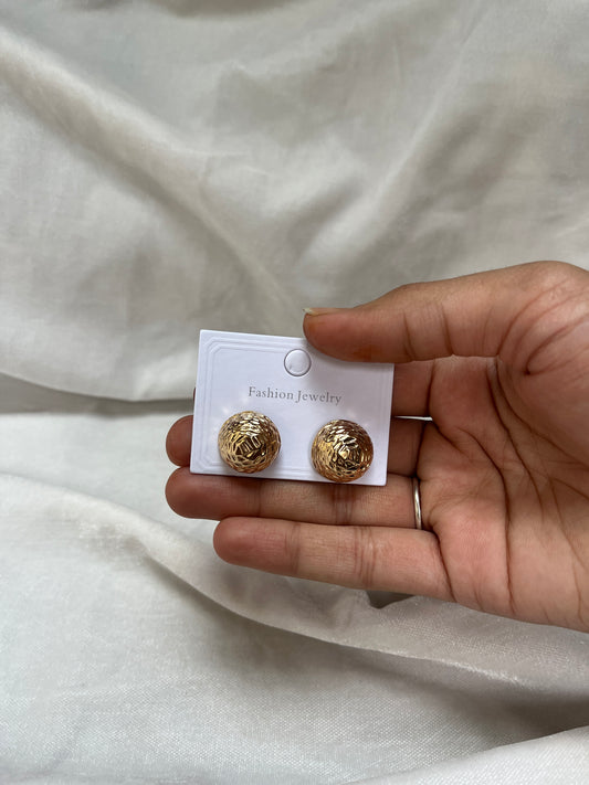 Gold Textured Stud Earrings