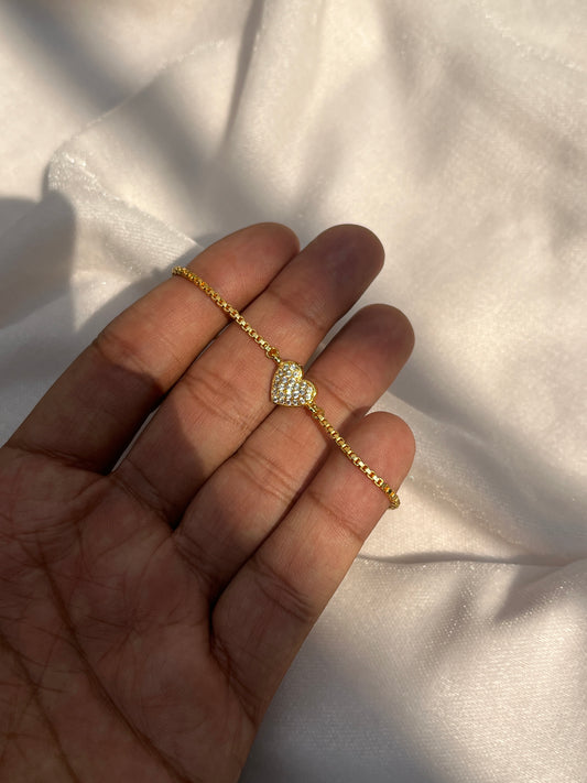 Gold-Plated FreeSize Heart Bracelet
