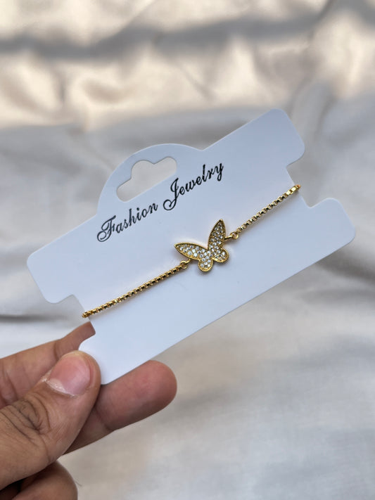 Gold-Plated Butterfly Bracelet (FreeSize)