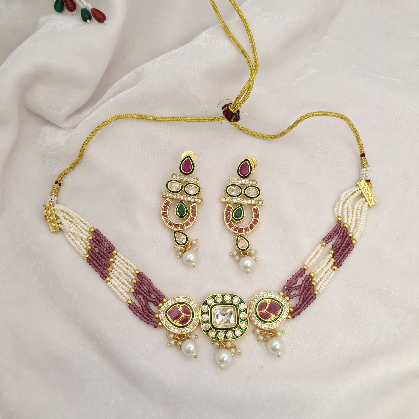 Kundan Beads Chokar Set