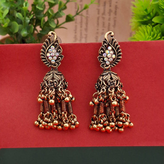 Antique Peacock Dangler Jhumkas - Kaanke