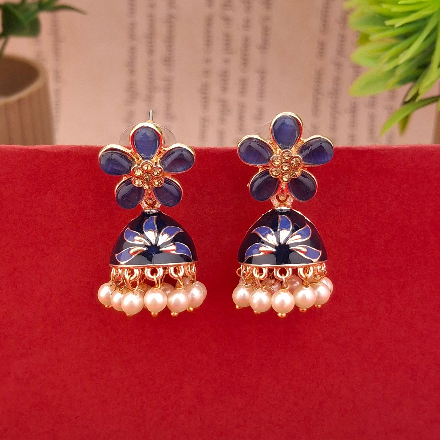 Azure Blossom Jhumkas - Kaanke