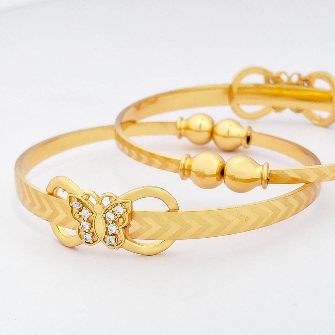 Butterfly Charm | Set Of 2 | 18k Gold Plated Adjustable Bracelet Bangles - Kaanke