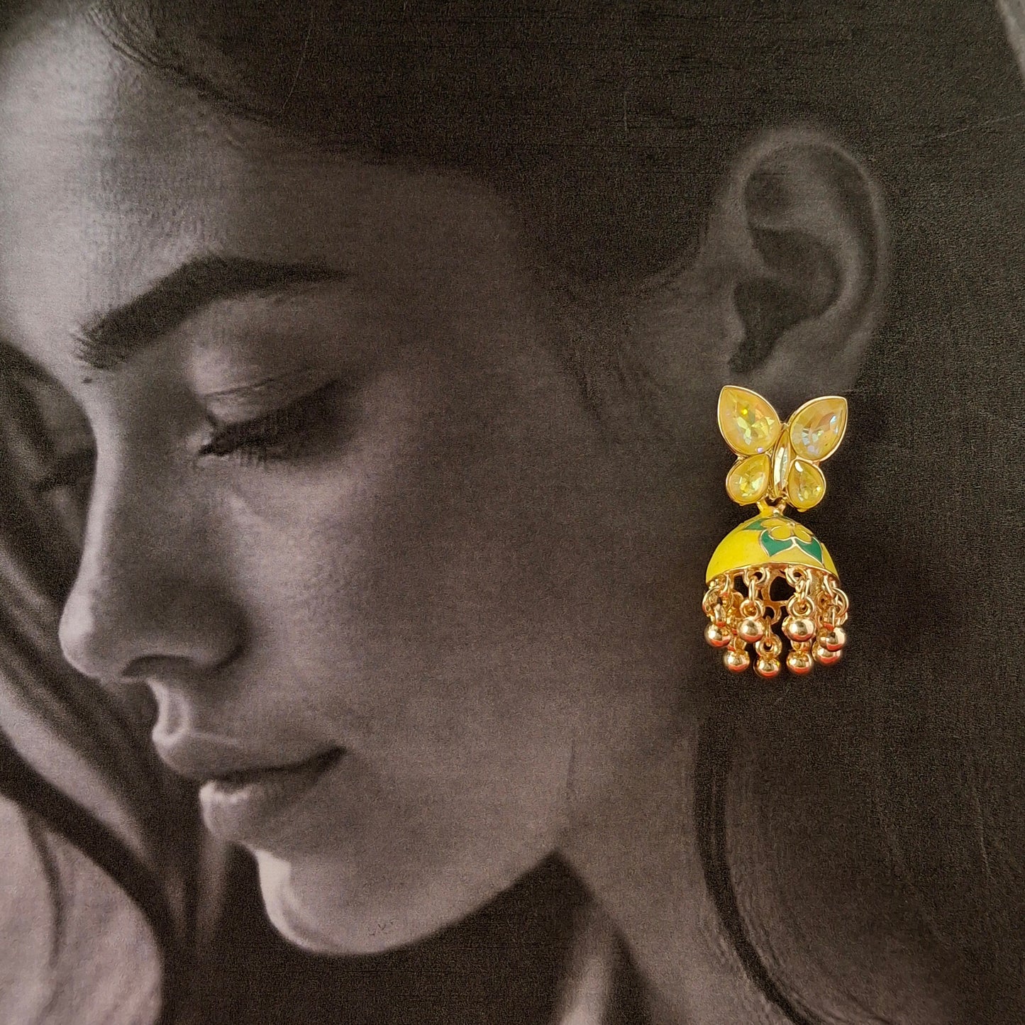 Butterfly Color Jhumka Earrings - Kaanke