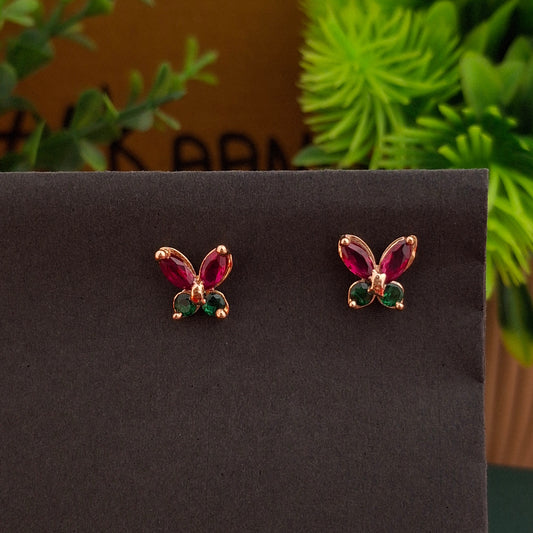 Butterfly Double Color Stud Earrings - Kaanke