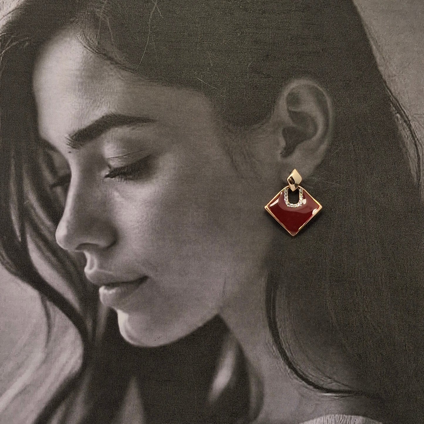 Chic Enamel Geometric Earrings - Kaanke