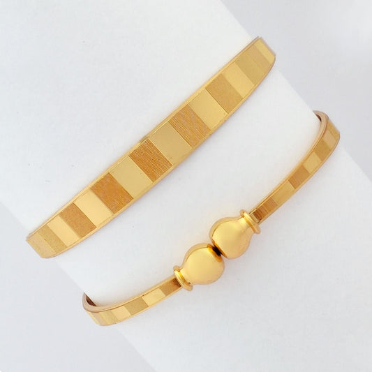 Chic Striped | Set Of 2 | 18k Gold Plated Adjustable Bracelet Bangles - Kaanke