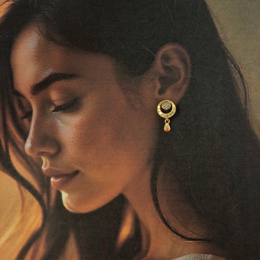 Crescent Gold Drop Earrings - Kaanke