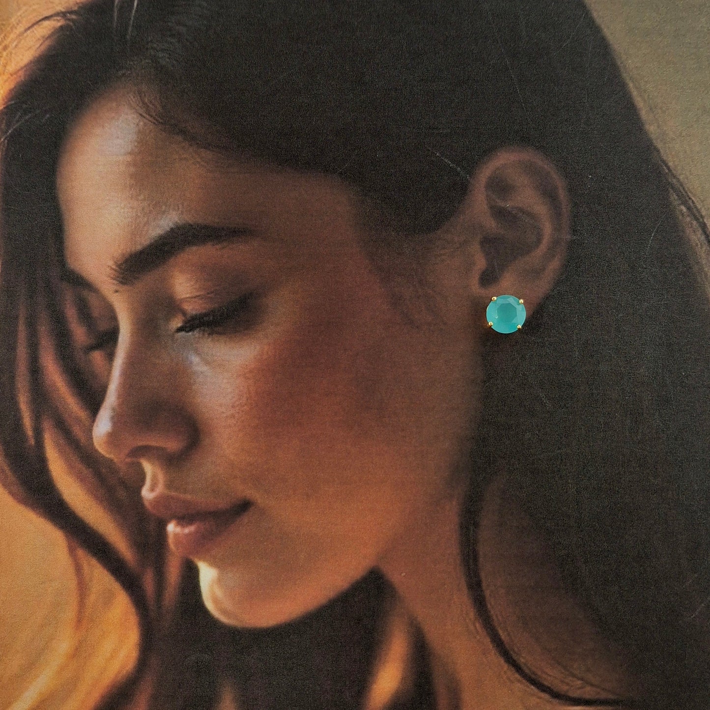 Crystal Stone Pacific Blue Studs - Kaanke