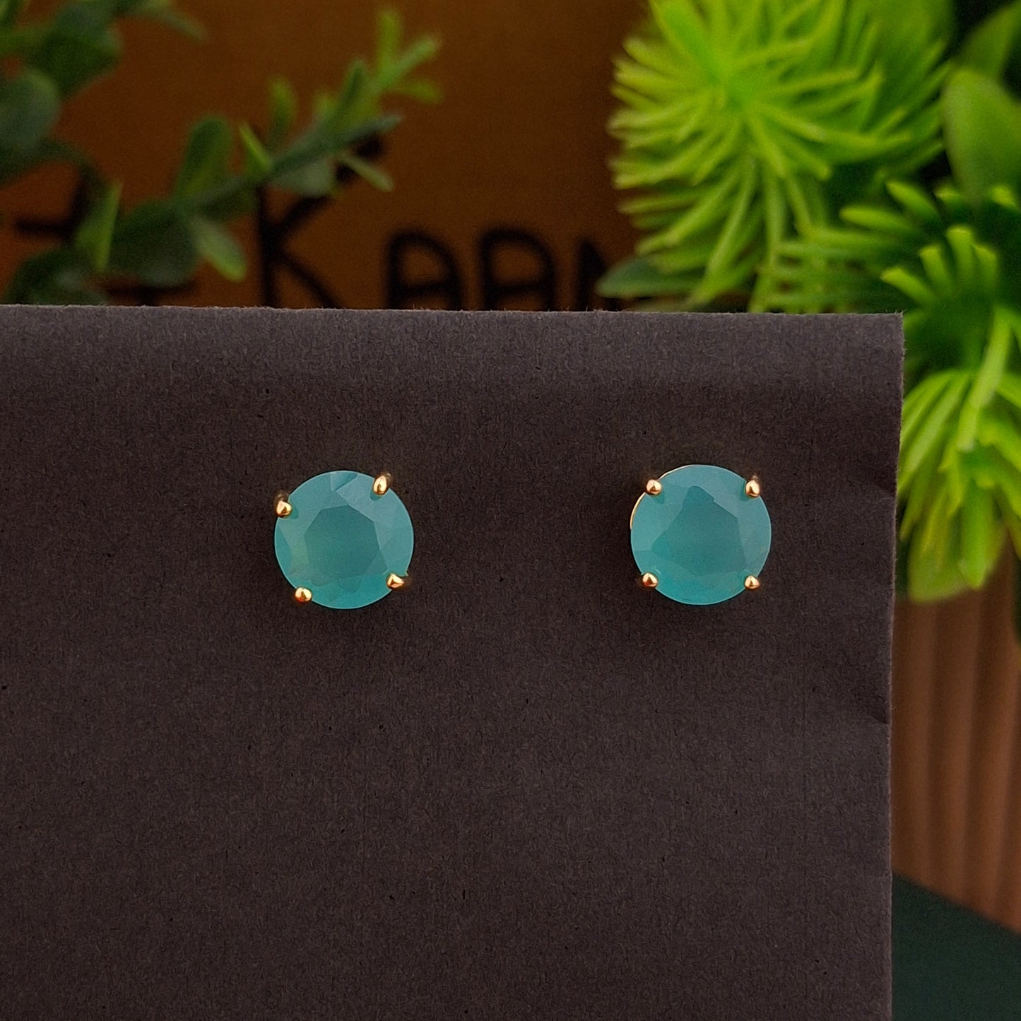 Crystal Stone Pacific Blue Studs - Kaanke