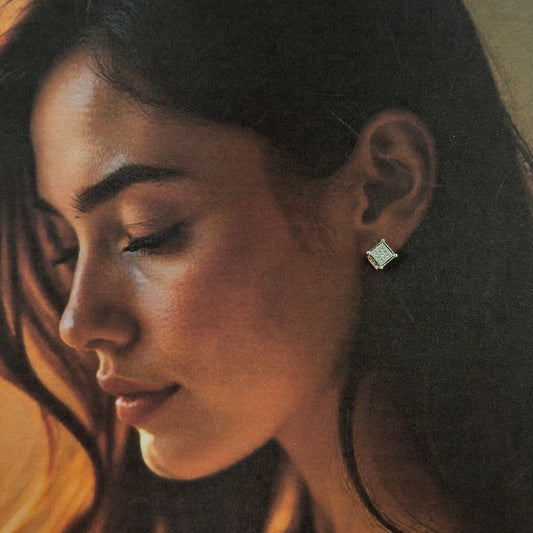 Diamond Cube Stud Earrings - Kaanke