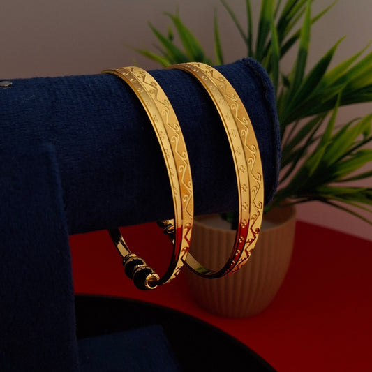 Double Layer | Set Of 2 | 18k Gold Plated Adjustable Bracelet Bangles - Kaanke