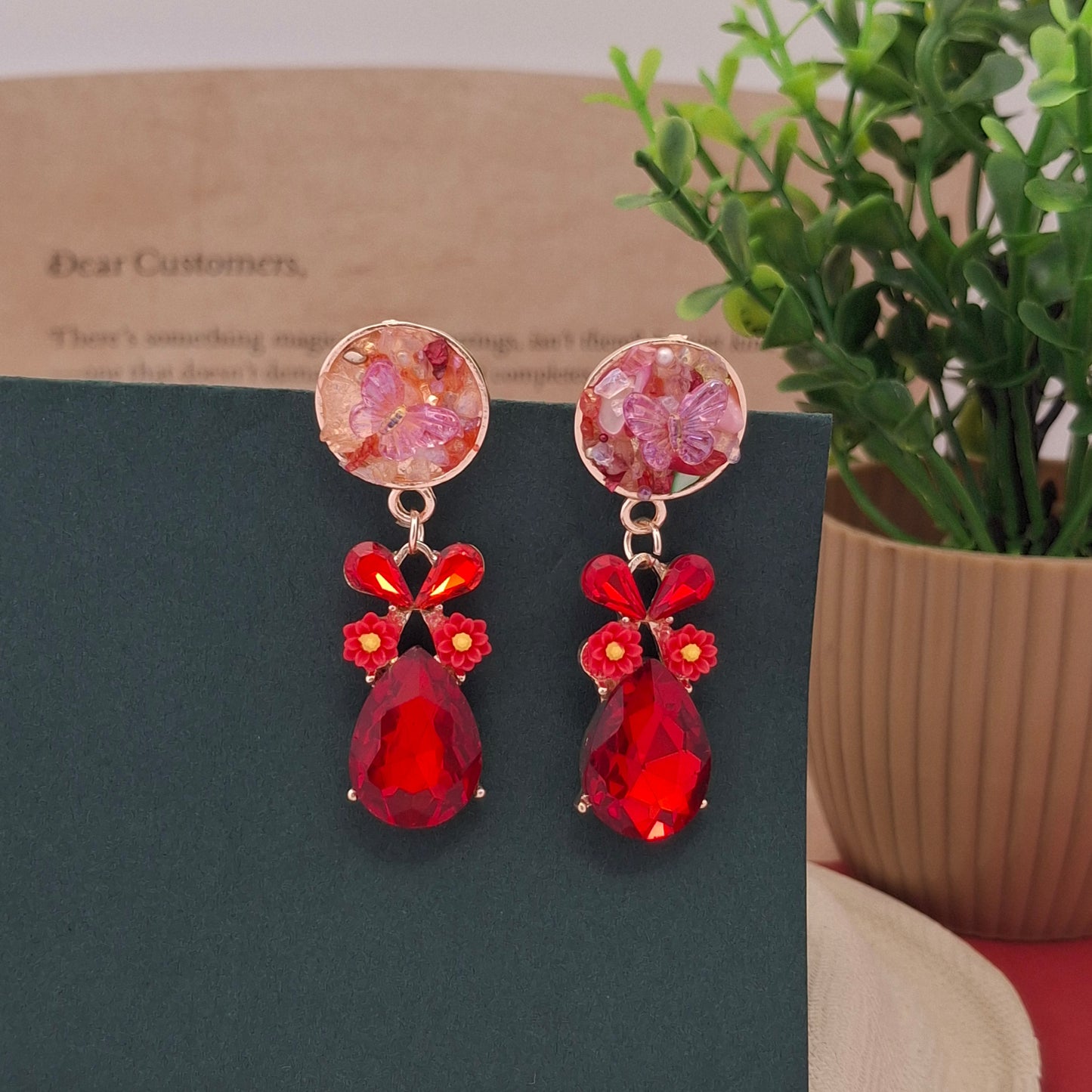 Enchanted Butterfly Crystal Drop Earrings - Kaanke