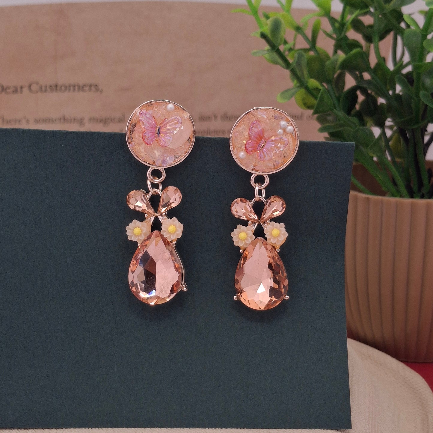 Enchanted Butterfly Crystal Drop Earrings - Kaanke