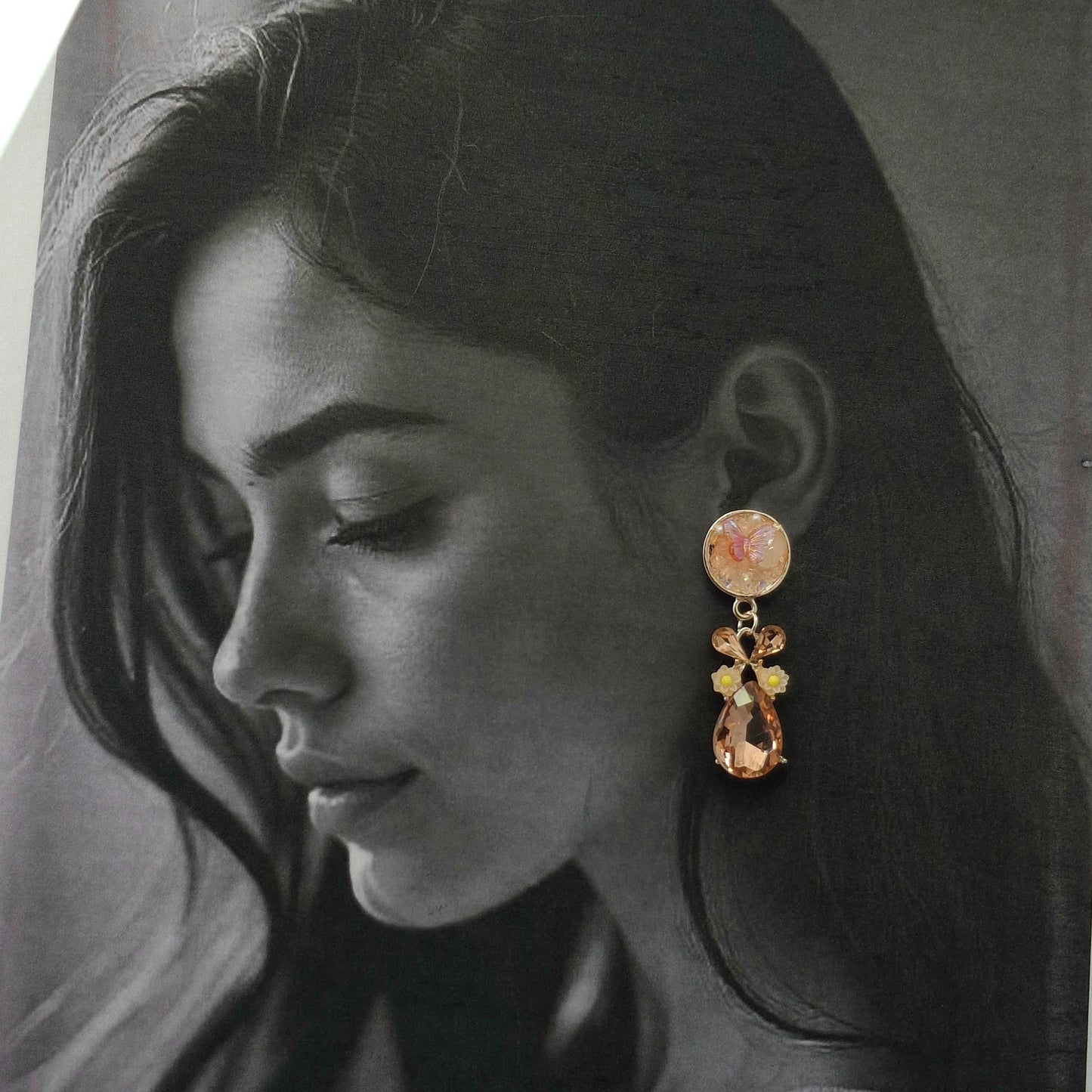 Enchanted Butterfly Crystal Drop Earrings - Kaanke
