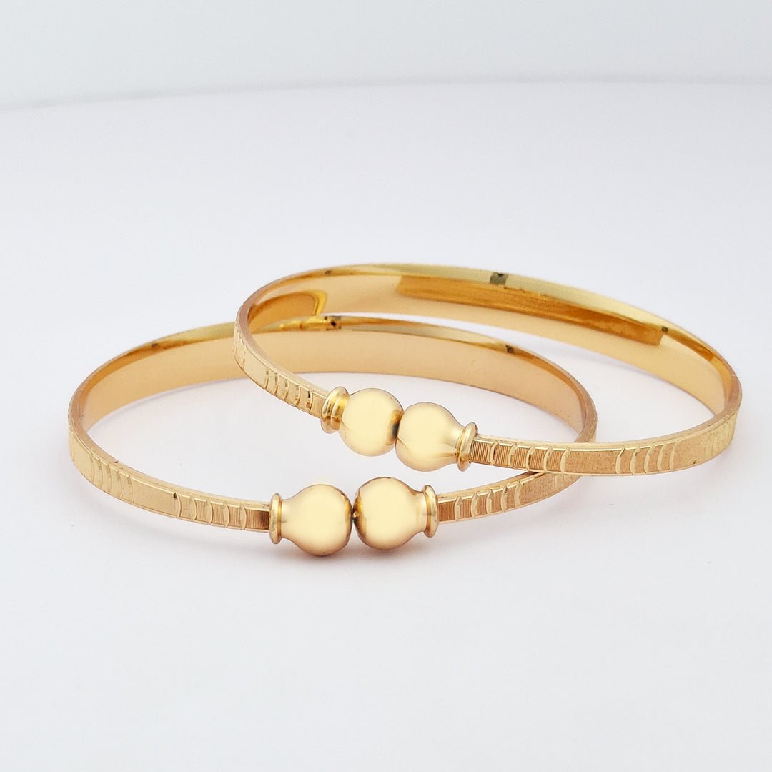 Engraved Design 4 | Set Of 2 | 18k Gold Plated Adjustable Bracelet Bangles - Kaanke
