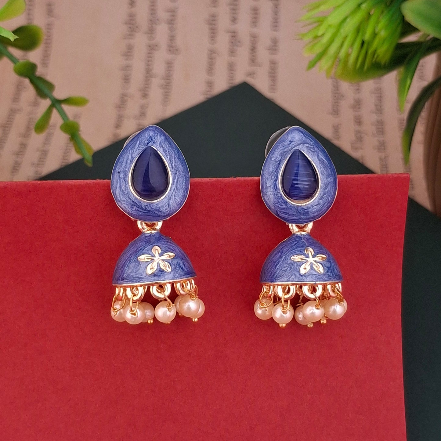 Floral Charm Jhumka Earrings - Kaanke