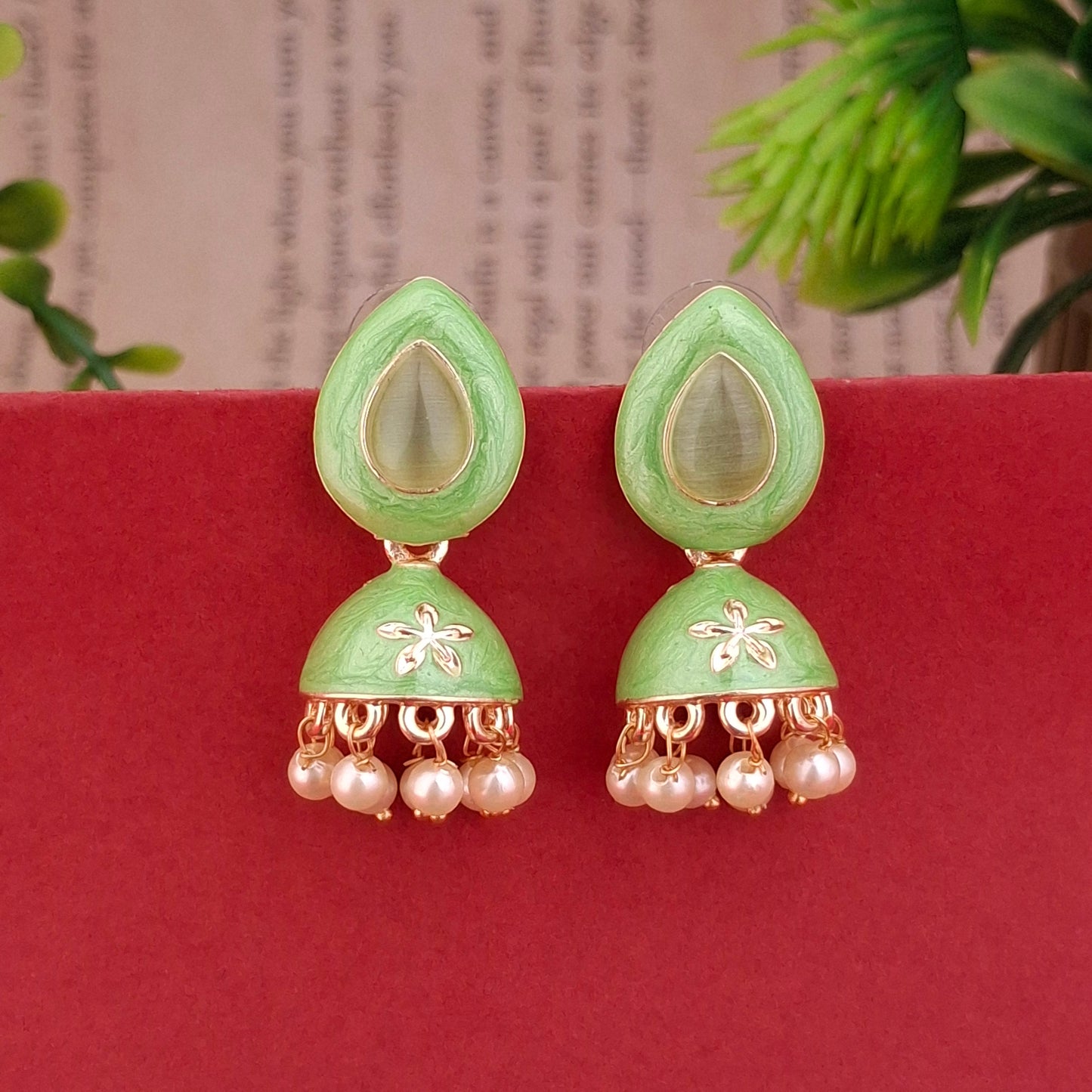 Floral Charm Jhumka Earrings - Kaanke
