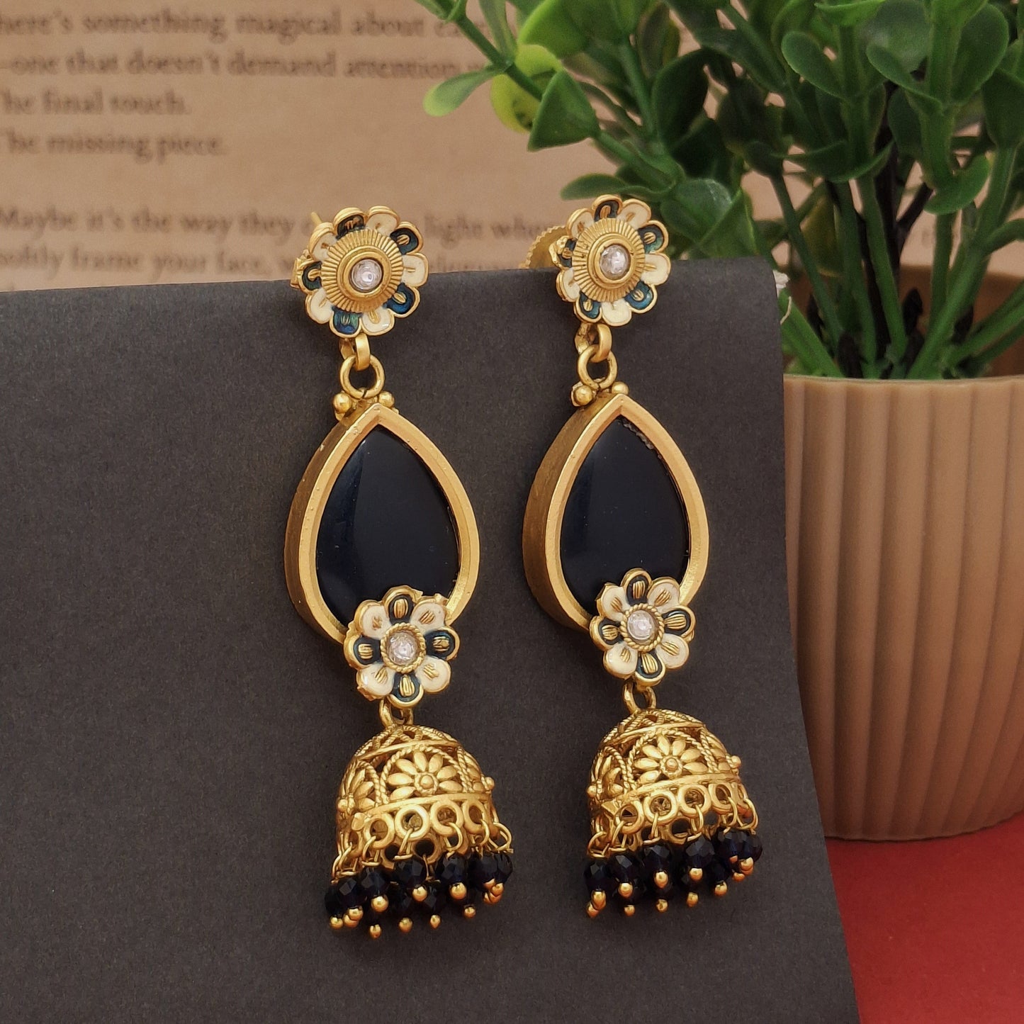 Floral Charm Jhumkas - Kaanke