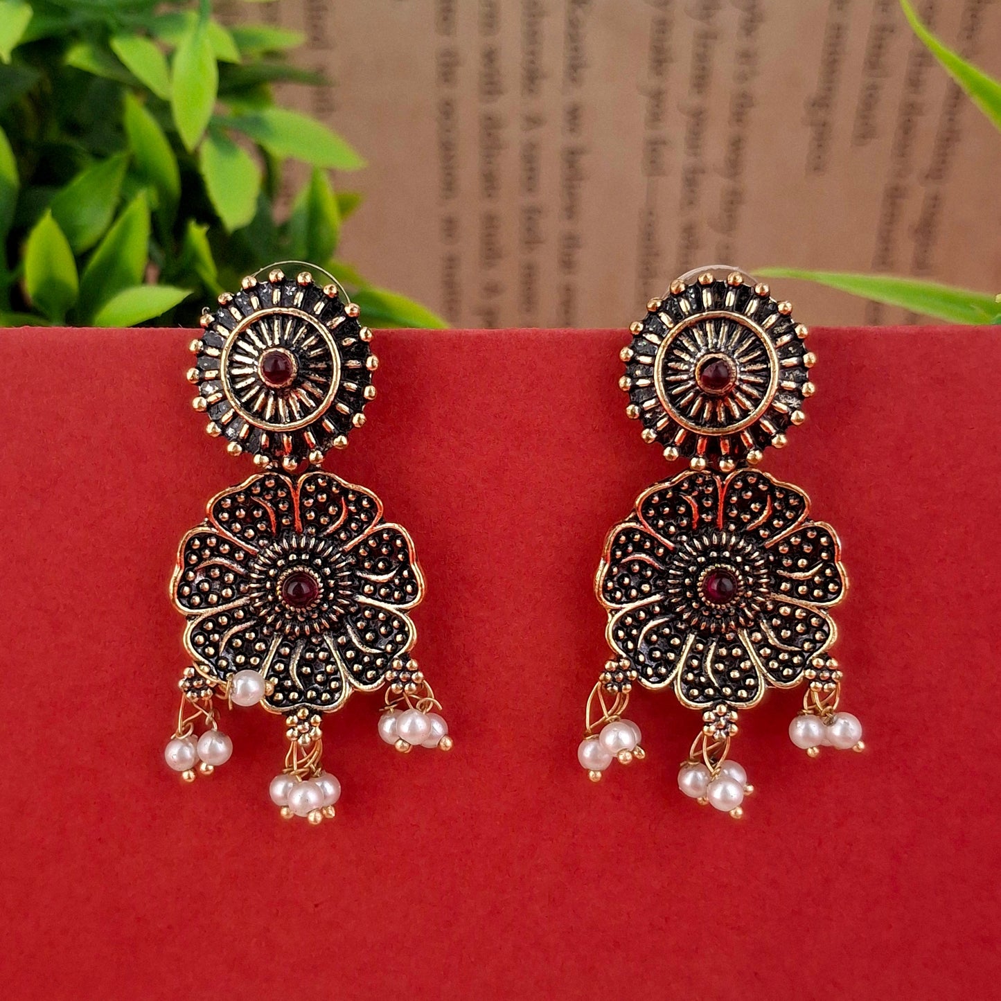 Floral Jhumkas – Copper Antique Earrings - Kaanke
