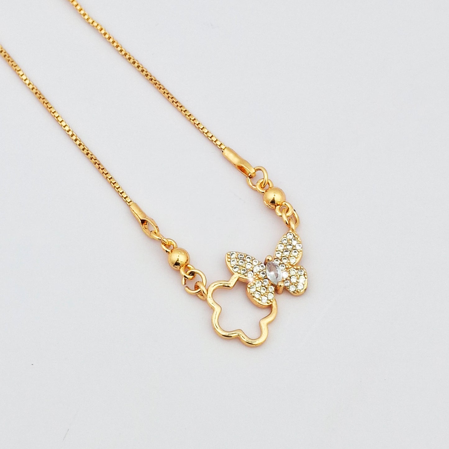 Flutter Bloom RoseGold Butterfly Chain - Kaanke