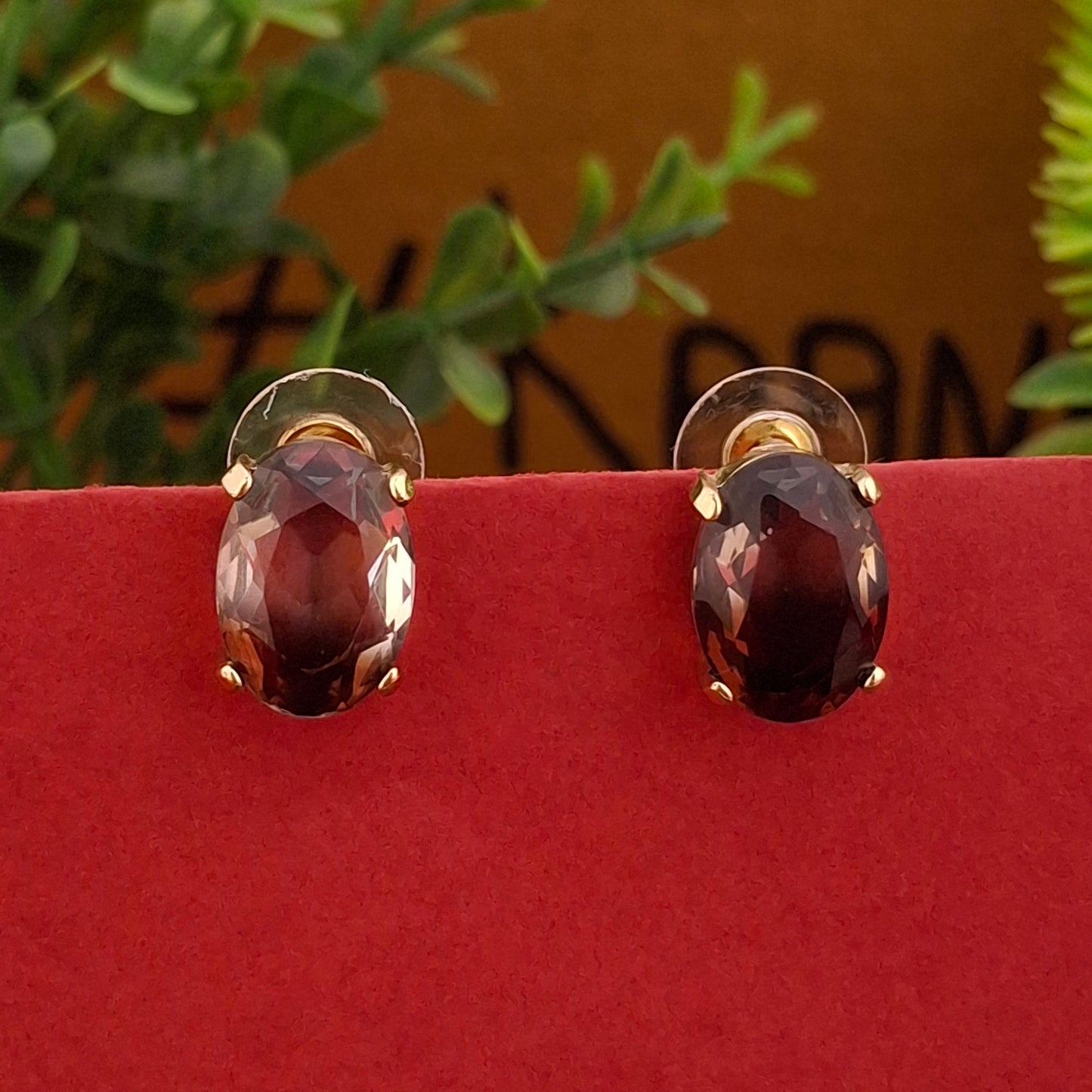 Garnet Stud Earrings - Kaanke