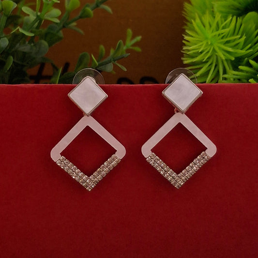 Geometric Sparkle Drop Earrings - Kaanke