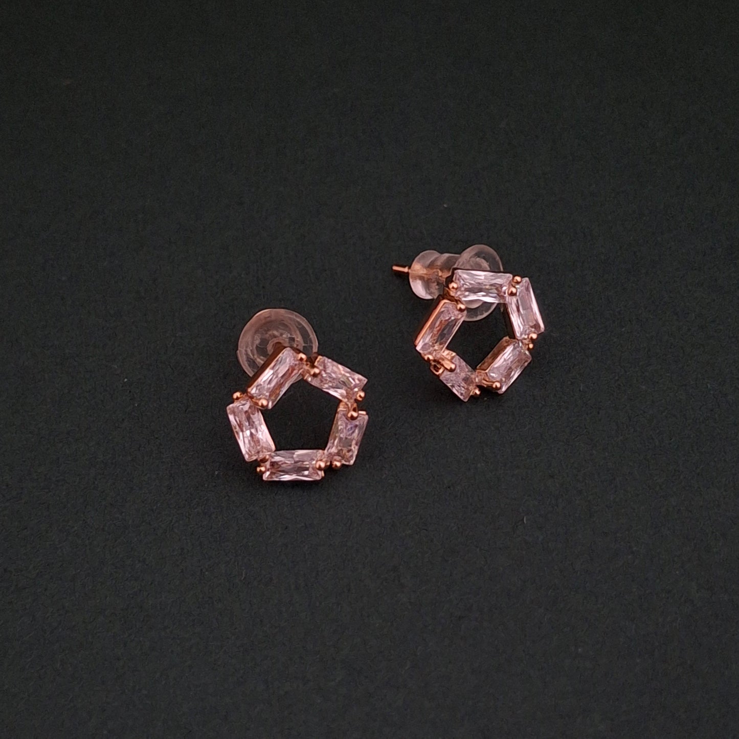 Hexa Crystal Studs Earrings - Kaanke