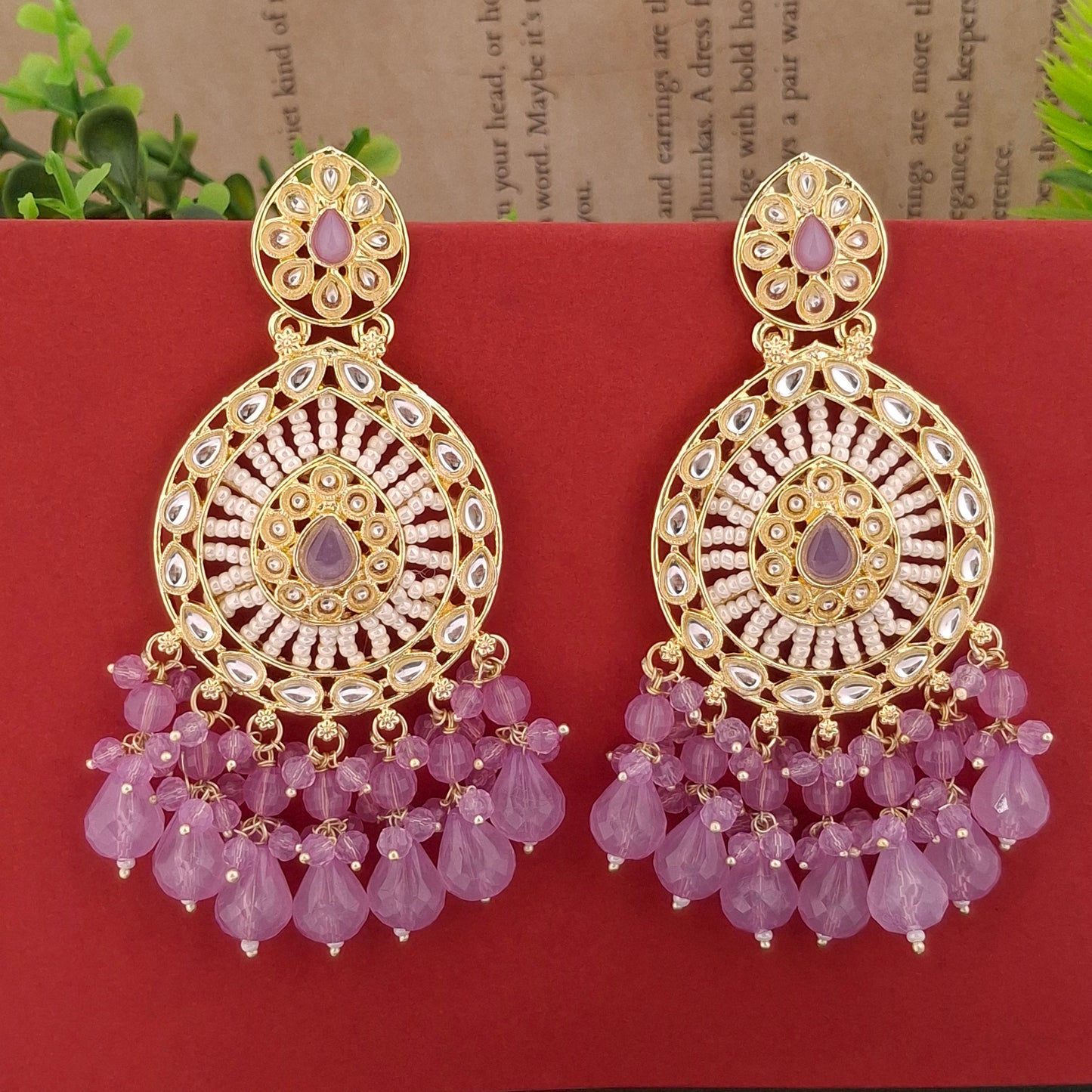 Kundan Chandbali Earrings - Kaanke