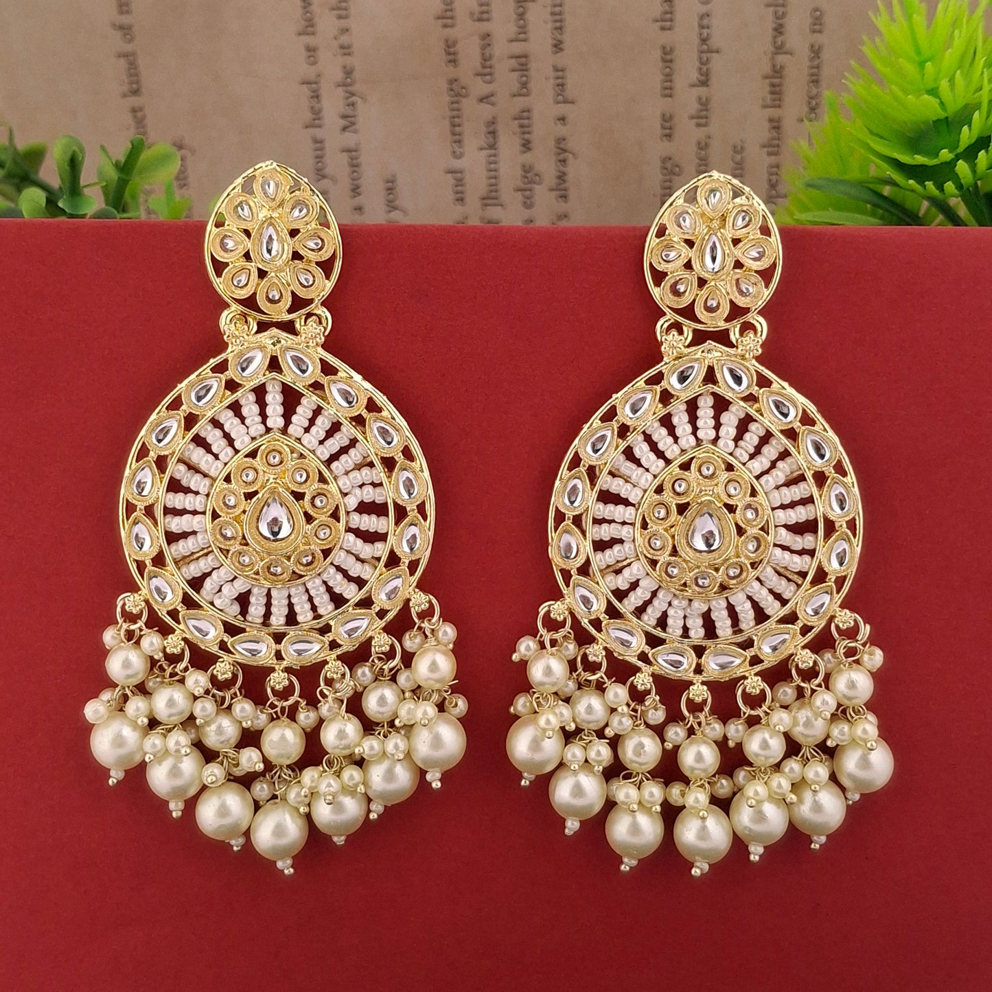 Kundan Chandbali Earrings - Kaanke