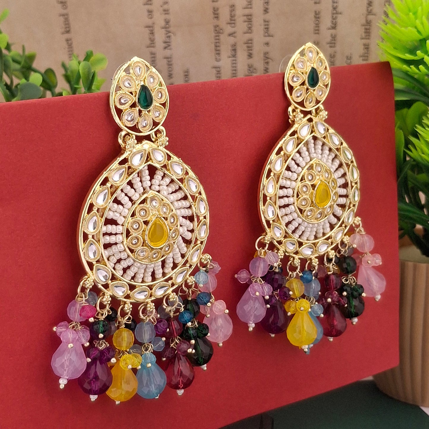 Kundan Chandbali Earrings - Kaanke