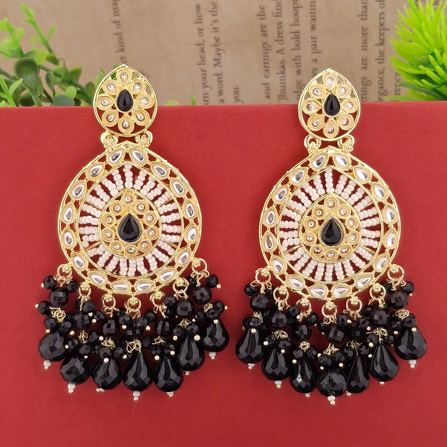 Kundan Chandbali Earrings - Kaanke