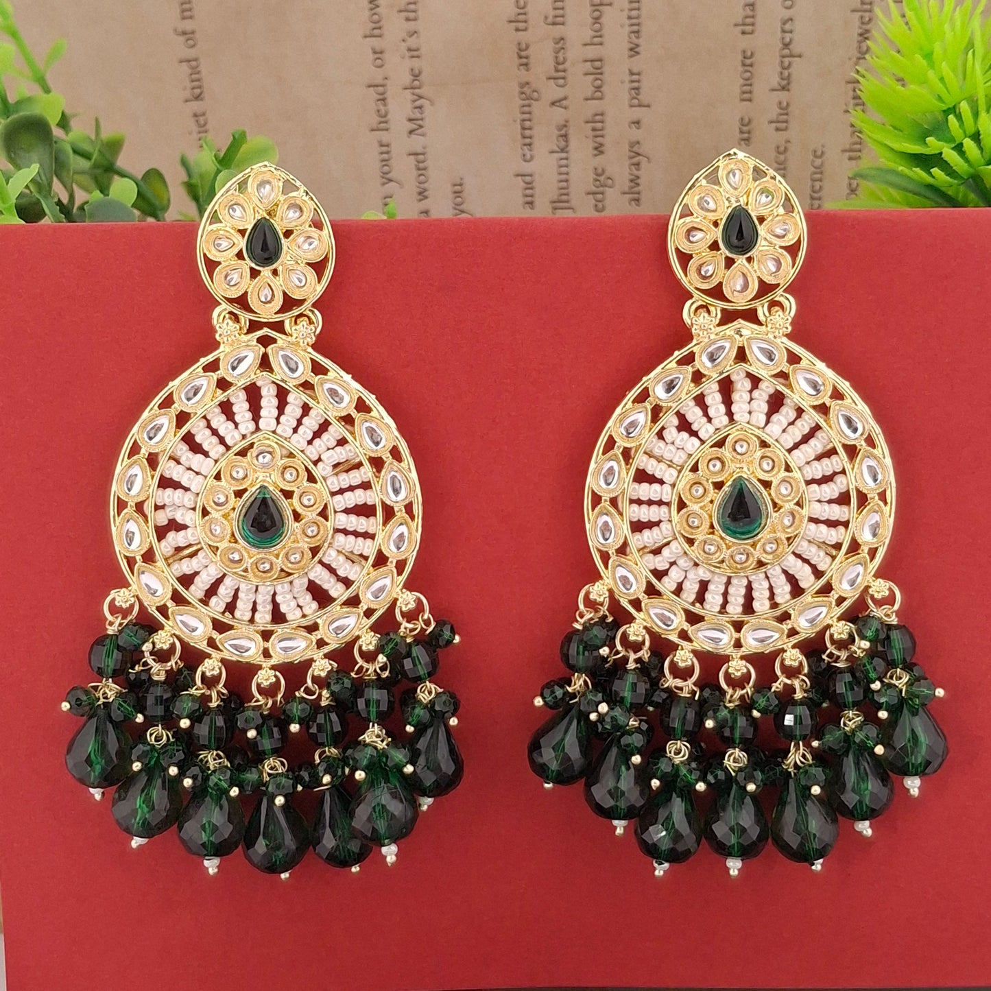 Kundan Chandbali Earrings - Kaanke