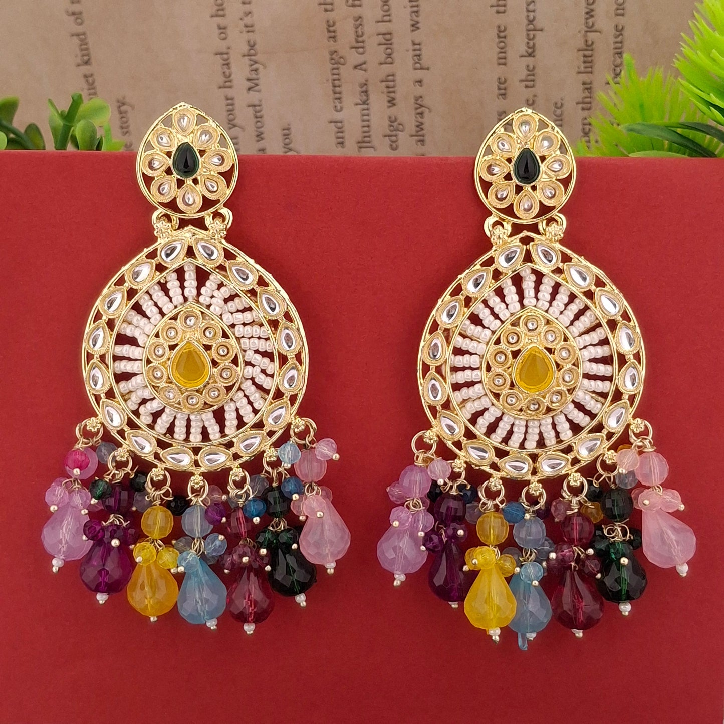 Kundan Chandbali Earrings - Kaanke