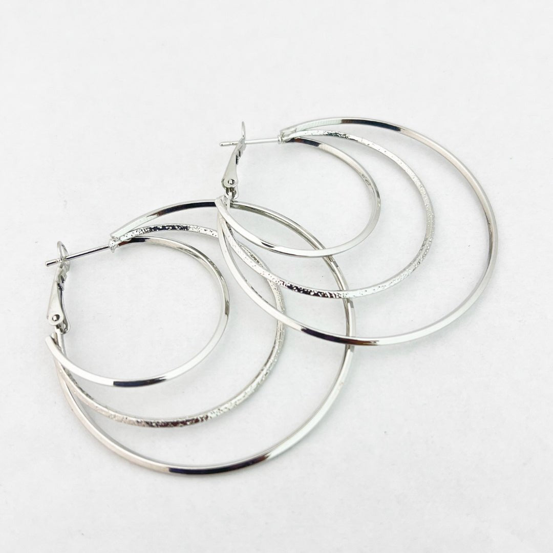Luna Orbit Hoops - Gold/ Silver Textured Large Earrings - Kaanke