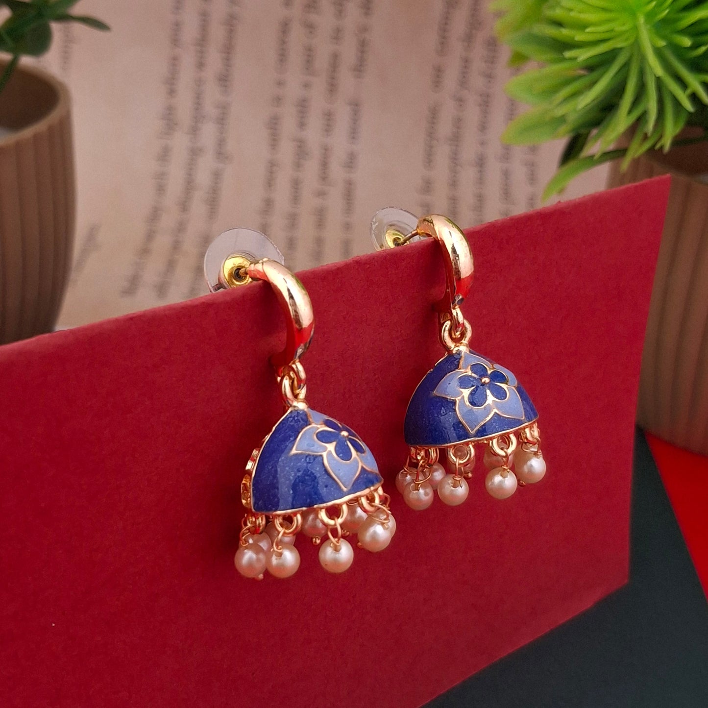 Midnight Bloom Meenakari Danglers - Kaanke