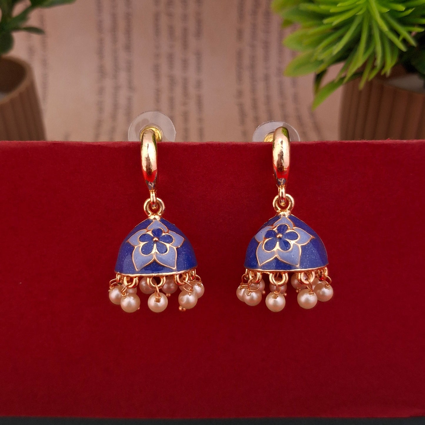Midnight Bloom Meenakari Danglers - Kaanke