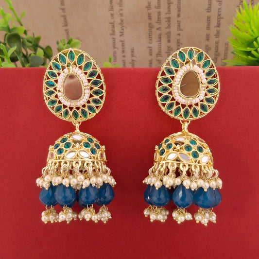 Multicolor Kundan Jhumka Earrings - Kaanke