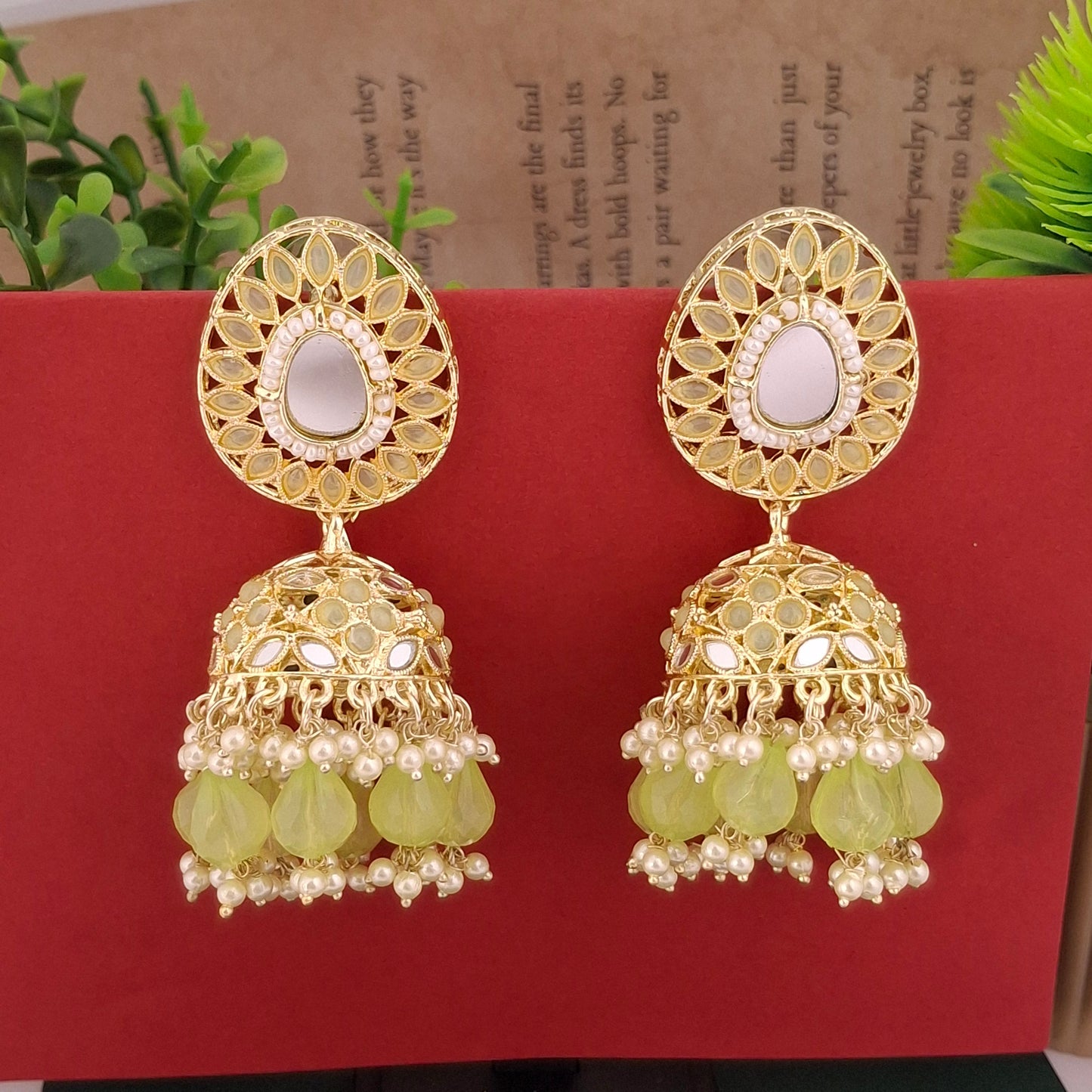 Multicolor Kundan Jhumka Earrings - Kaanke