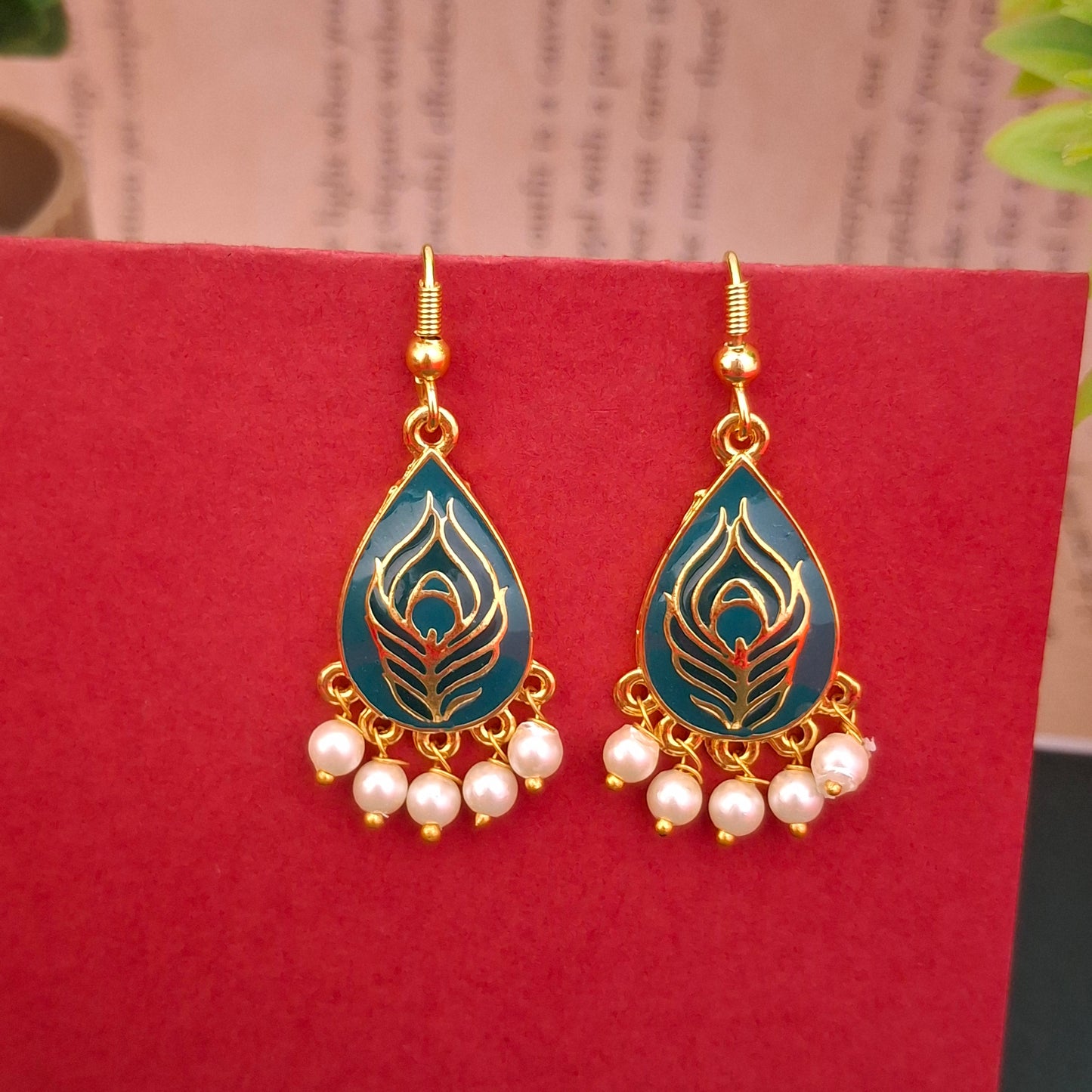 Peacock Bloom Danglers - Kaanke