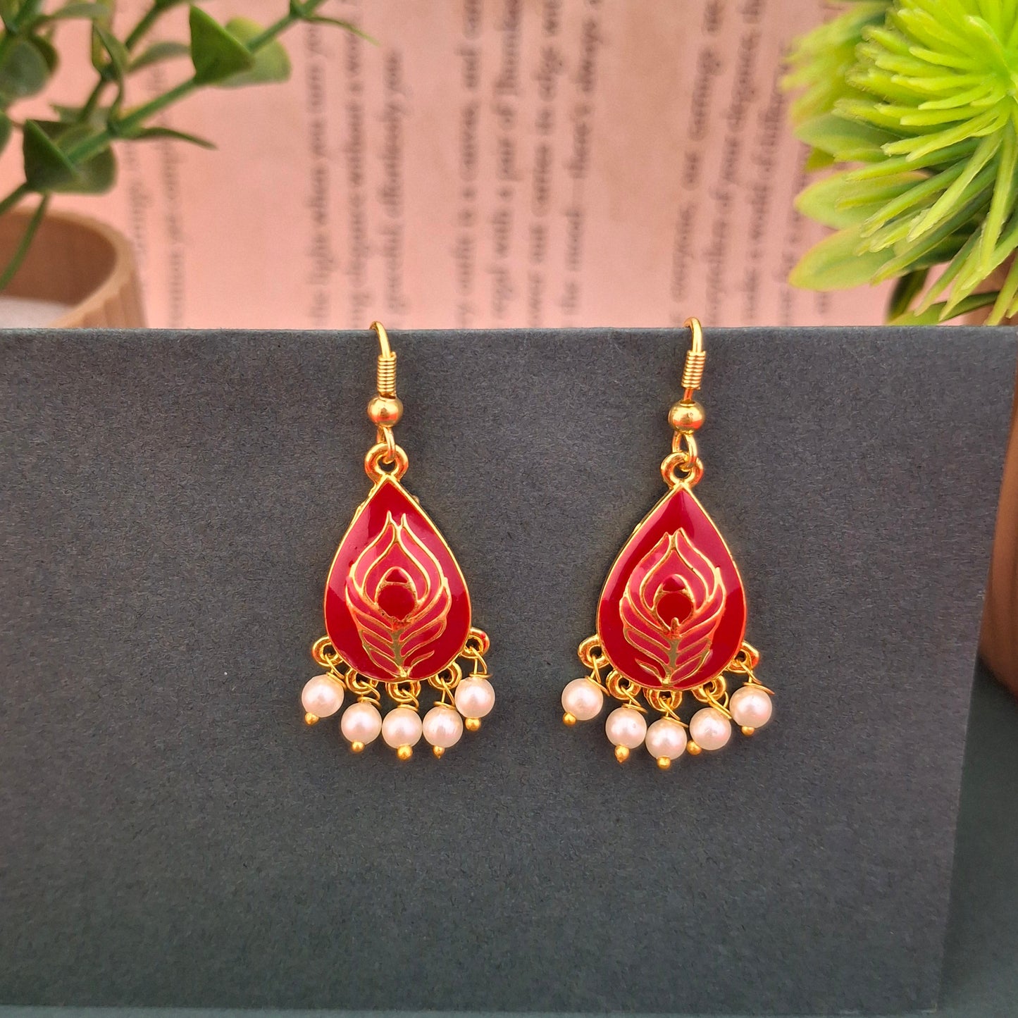 Peacock Bloom Danglers - Kaanke