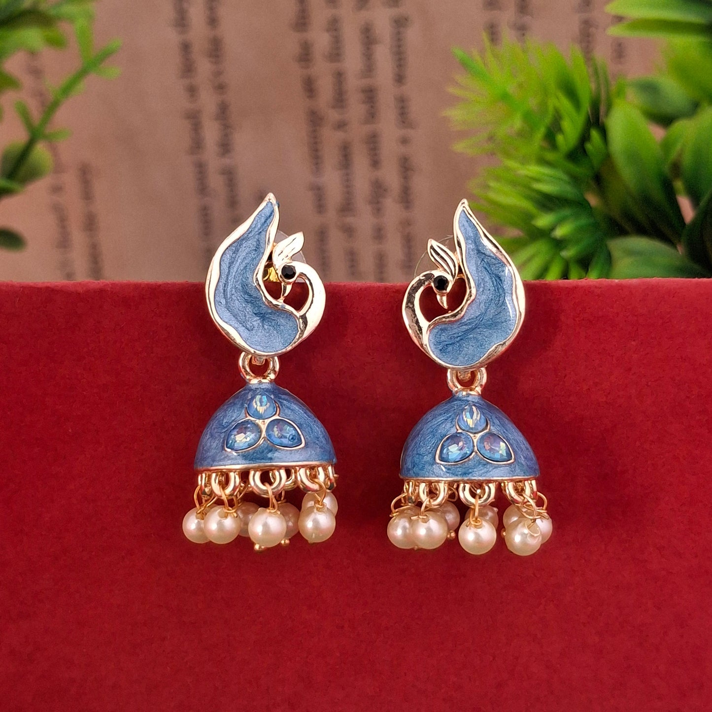 Peacock Color Jhumka Earrings - Kaanke