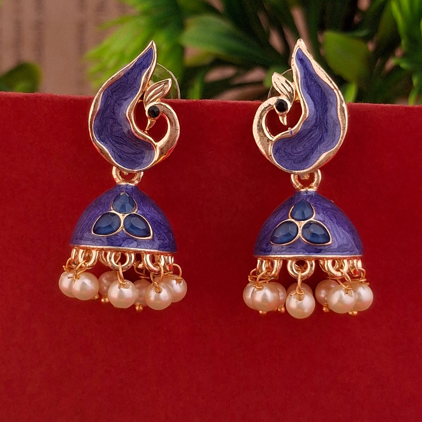 Peacock Color Jhumka Earrings - Kaanke