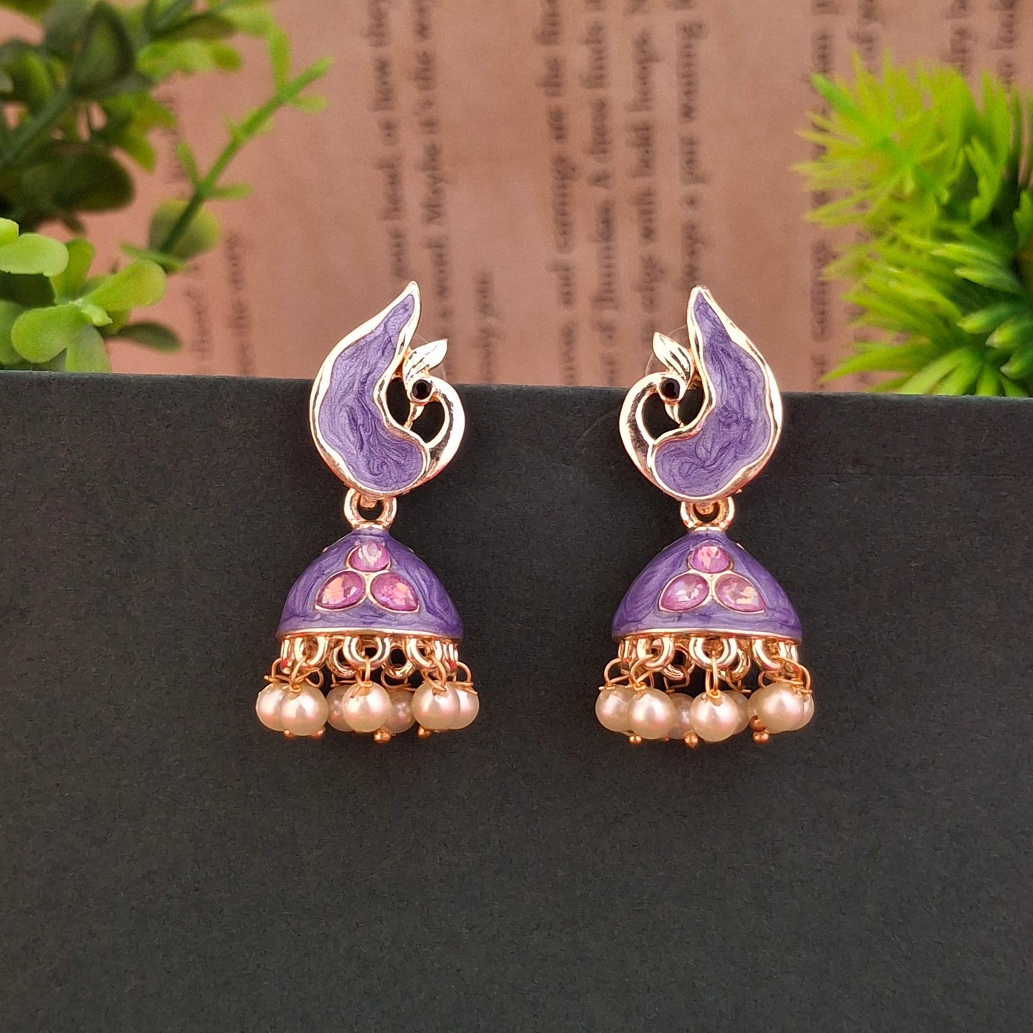Peacock Color Jhumka Earrings - Kaanke